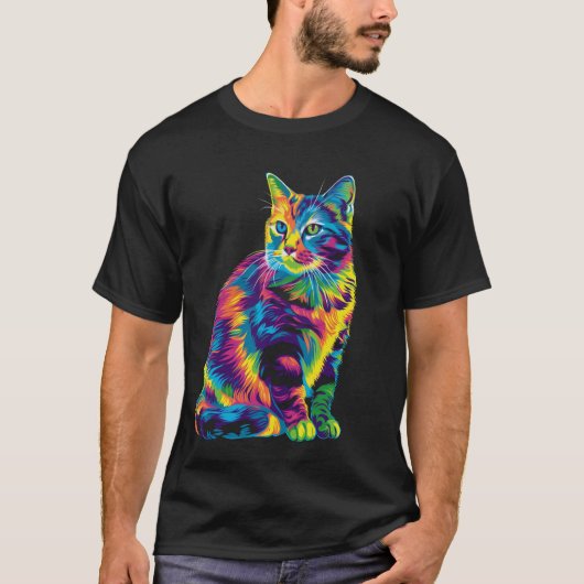 タビーキャット オレンジ猫 ポップアート Tシャツ (正面)