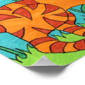 タビーキャット&バタフライフォークアート ポスター (角)