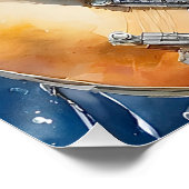 タビーストライプのキャットロックスター遊ズ・ギターブラウン ポスター (コーナー)