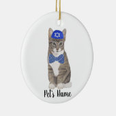 タビーパーソナライズされたキャット(グレー)ヤルムルケ&ボウタイ セラミックオーナメント (右)