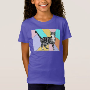 タビー猫かわいいストライプのペット女の子Tシャツ Tシャツ