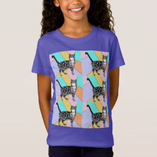 タビー猫かわいいストライプのペット女の子Tシャツ Tシャツ