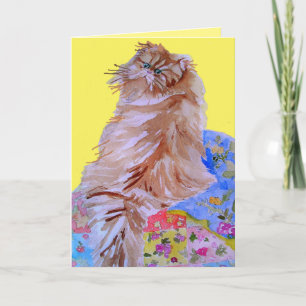 タビー猫かわいい猫やめ水彩誕生日カード カード