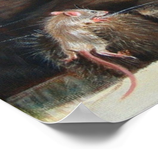 タビー猫が眠る小さなネズミのポスター ポスター (角)