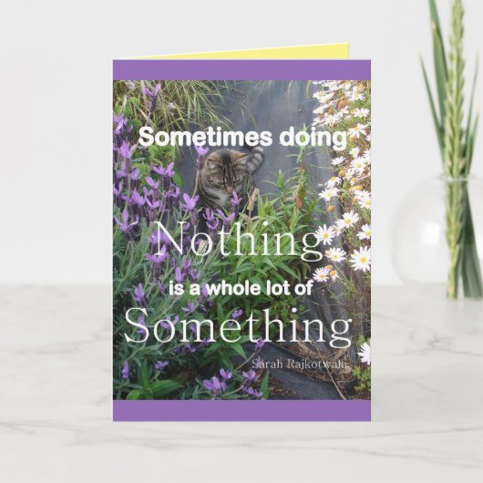 タビー猫と花かわいい引用文猫グッズ カード (正面)