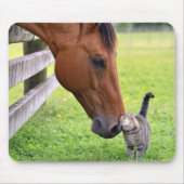 タビー猫と農場の馬 マウスパッド (正面)