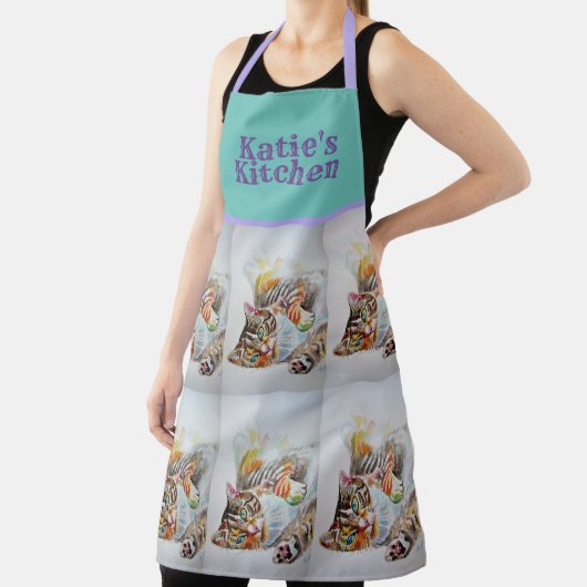 タビー猫のかわいい水彩猫をペットにする動物エプロン エプロン (インサイチュ)