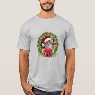 タビー猫のクリスマスリース Tシャツ