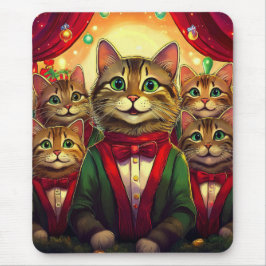 タビー猫のクリスマス合唱団 マウスパッド