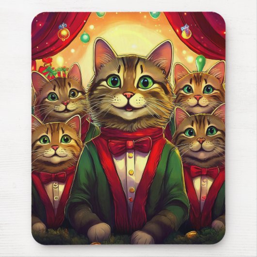 タビー猫のクリスマス合唱団 マウスパッド (正面)