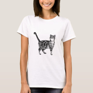 タビー猫の可愛いペストライプのットTシャツ Tシャツ
