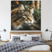 タビー猫の木製の棚 キャンバスプリント (インサイチュ (寝室))