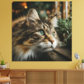 タビー猫の木製の棚 キャンバスプリント (インサイチュ (リビング))