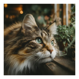 タビー猫の木製の棚 フォトプリント
