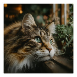 タビー猫の木製の棚 ポスター