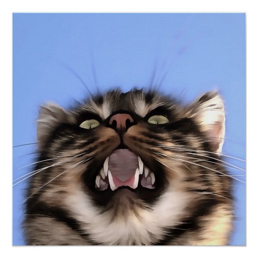 タビー猫アクリルの悲しい絵画鳴き声 ポスター (正面)