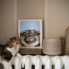 タビー猫アクリルの悲しい絵画鳴き声 ポスター