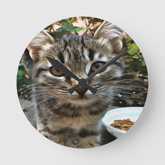 タビー猫ネコ目連絡 ラウンド壁時計 (正面)