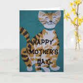 タビー猫 カード (黄色い花)