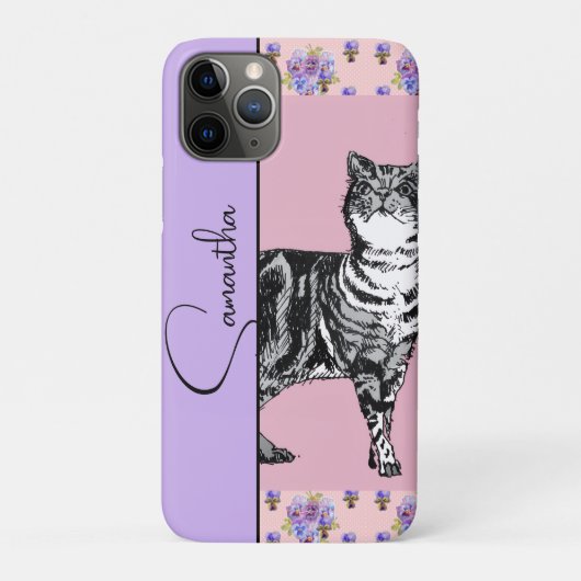 タビー猫 ネコ ピンク ラベンダー 女子 名前 Case-Mate iPhoneケース (裏)