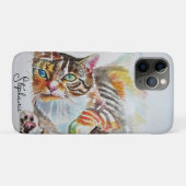 タビー猫 ペット アート 水彩 レディース ウォレット Case-Mate iPhoneケース (裏面(横))