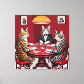 タビー遊キャッツトランプのポーカー キャンバスプリント (正面)