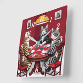 タビー遊キャッツトランプのポーカー スクエア壁時計 (傾斜)