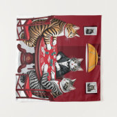 タビー遊キャッツトランプのポーカー タペストリー (正面(横))