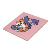 タビー魔女の魔法薬 - かわいいハロウィンの猫デザイン タイル (側面)