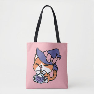 タビー魔女の魔法薬 – かわいいハロウィンの猫デザイン トートバッグ