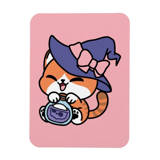 タビー魔女の魔法薬 - かわいいハロウィンの猫デザイン マグネット (縦)