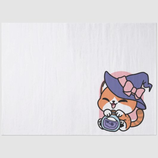 タビー魔女の魔法薬 – かわいいハロウィンの猫デザイン 薄葉紙 (正面)