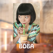 タピオカティーの泡のドリンクの女性の広告 ウィンドウサイン (シート2)
