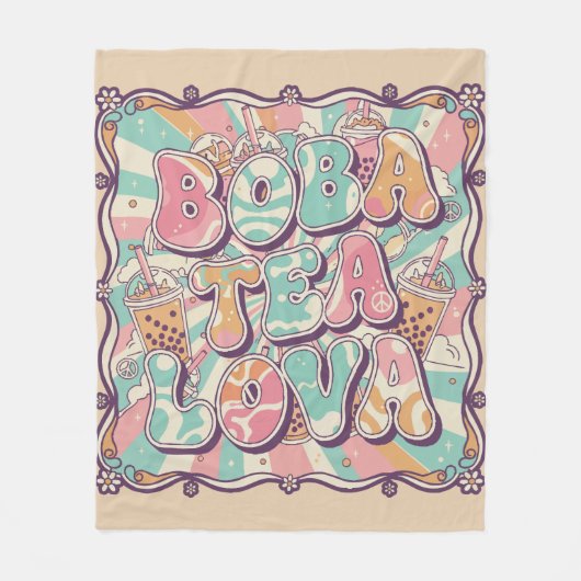 タピオカティーLOVA フリースブランケット (正面)