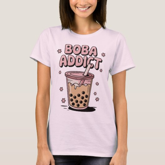 タピオカ中毒者 タピオカティー Tシャツ (正面)