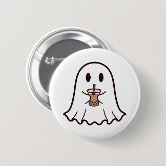 タピオカ付きの可愛いハロウィンのお化け 缶バッジ