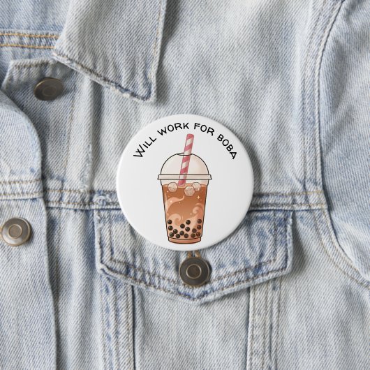 タピオカ好きにはたまらない ボバティー ボタンピン 缶バッジ (インサイチュ)