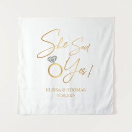 タピス 彼女はイエスと言った！婚約 結婚 背景バナー タペストリー