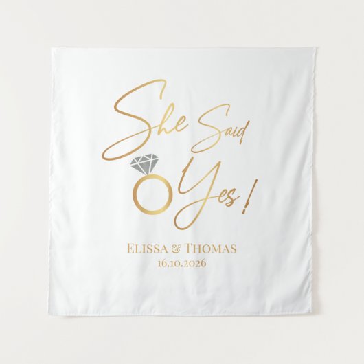 タピズ彼女はYesと言った！婚約した結婚BackdropBanne タペストリー (正面)