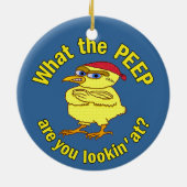 タフおもしろいなイースターチックチキンピープユーモア セラミックオーナメント (裏面)