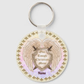タフなクリスチャンのママ名前をカスタムする キーホルダー (正面)