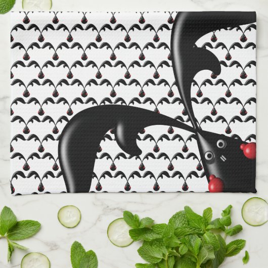 タフなバニーかわいいボクサーウサギ キッチンタオル (折り畳み)