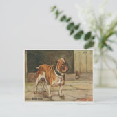 タフなブルドッグ付き犬はがき ポストカード (スタンド正面)