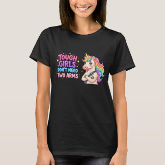 タフな女子は二の腕なんていらない!面白いユニコーン Tシャツ