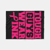 タフな男の衣服ピンクの男の子ががんSをサポート フリースブランケット (正面(横))