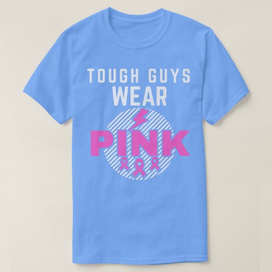タフな男の衣服ピンクリボン乳がん待ち Tシャツ (デザイン正面)