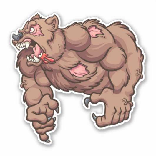 タフな男 – クマ シール (正面)