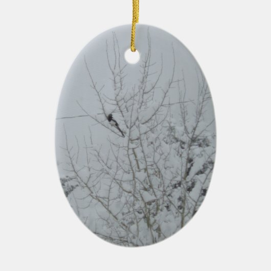 タフな鳥がそれを突き出すオーナメント セラミックオーナメント (正面)