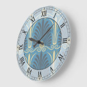 タファンキーウペと青い古代ダマスクローマ数字 ラージ壁時計 (傾斜)