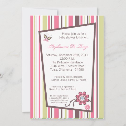 タフィー春フラワーフローラベビーシャワー招待状 招待状 (正面)